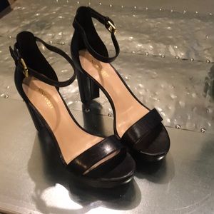 Dempsey Platform Block Heels - BLK Leather 7.5